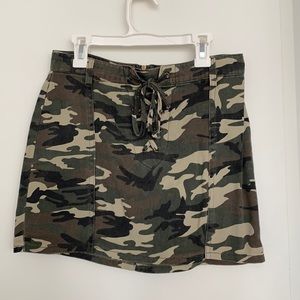 Camo Jean mini skirt